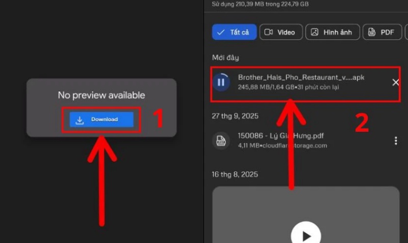 Tải file APK từ đường dẫn được cung cấp