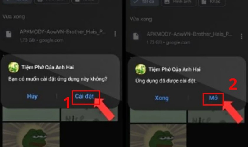 Mở file APK và chọn “Cài đặt”