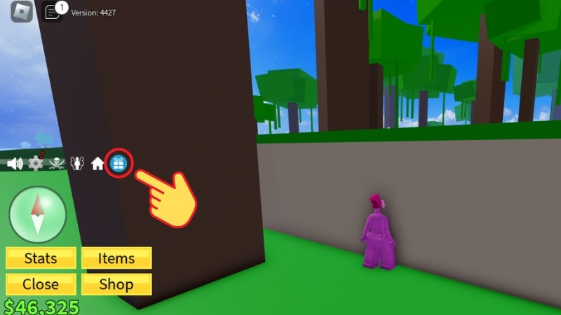 Nhấn vào biểu tượng hộp quà màu xanh