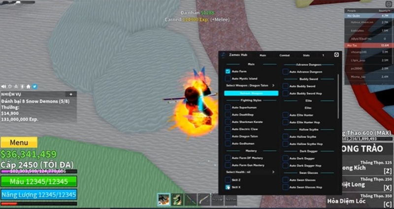 Dán script vào khung trong Fluxus