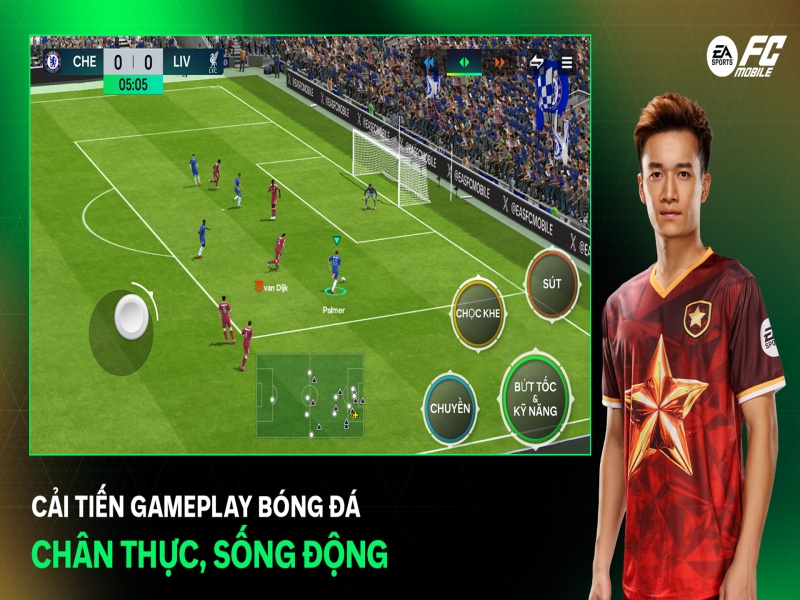 Hack Fc Mobile Vn Mod Apk có cơ chế điều khiển bóng đá chân thực