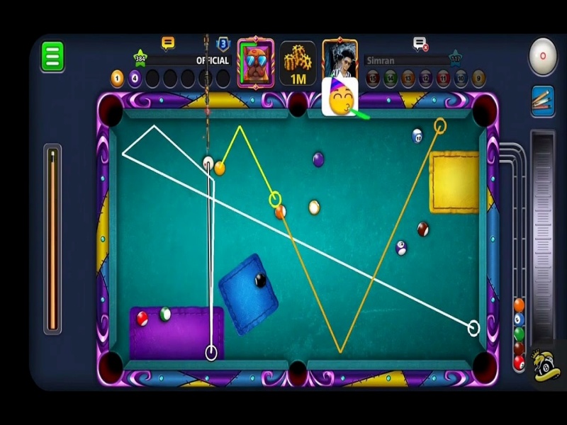 Snake 8 Ball Pool có đường kẻ chỉ dẫn ngắm bắn mở rộng