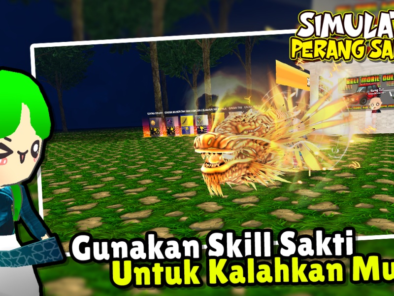 Môi trường thế giới mở về đêm sống động trong Simulator Perang Sarung 3D MOD